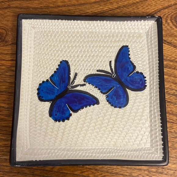 Butterfly Painted Kisii Stone Carved Dish - Made in Kenya - Picture 1 of 3